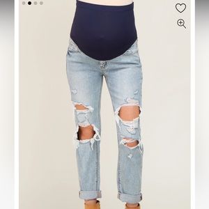 Light Blue Distress Maternity Jeans